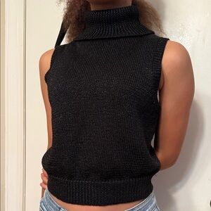 Donna Morgan Black Sleeveless Turtleneck Sweater